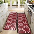 thumbnail image 4 of Kitchen Rugs Sets Of 2,Burgundy and White Wavy Pattern Anti Fatigue Kitchen Mat Rugs Non Slip Washable,Decorative Kitchen Floor Mats for Kitchen,Sink,Laundry,17"x47"+17"x47", 4 of 5