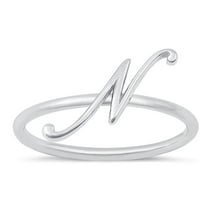CHOOSE YOUR STYLE Script "N" Ring .925 Sterling Silver Initial Letter Band Jewelry Female Size 6