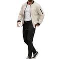 thumbnail image 2 of Yusimy Men's Solid Color 2-Piece Stand-Up Collar Outdoor Set Long Sleeve Breathable Elastic Waist Drawstring Pocket Regular Fit, 2 of 5