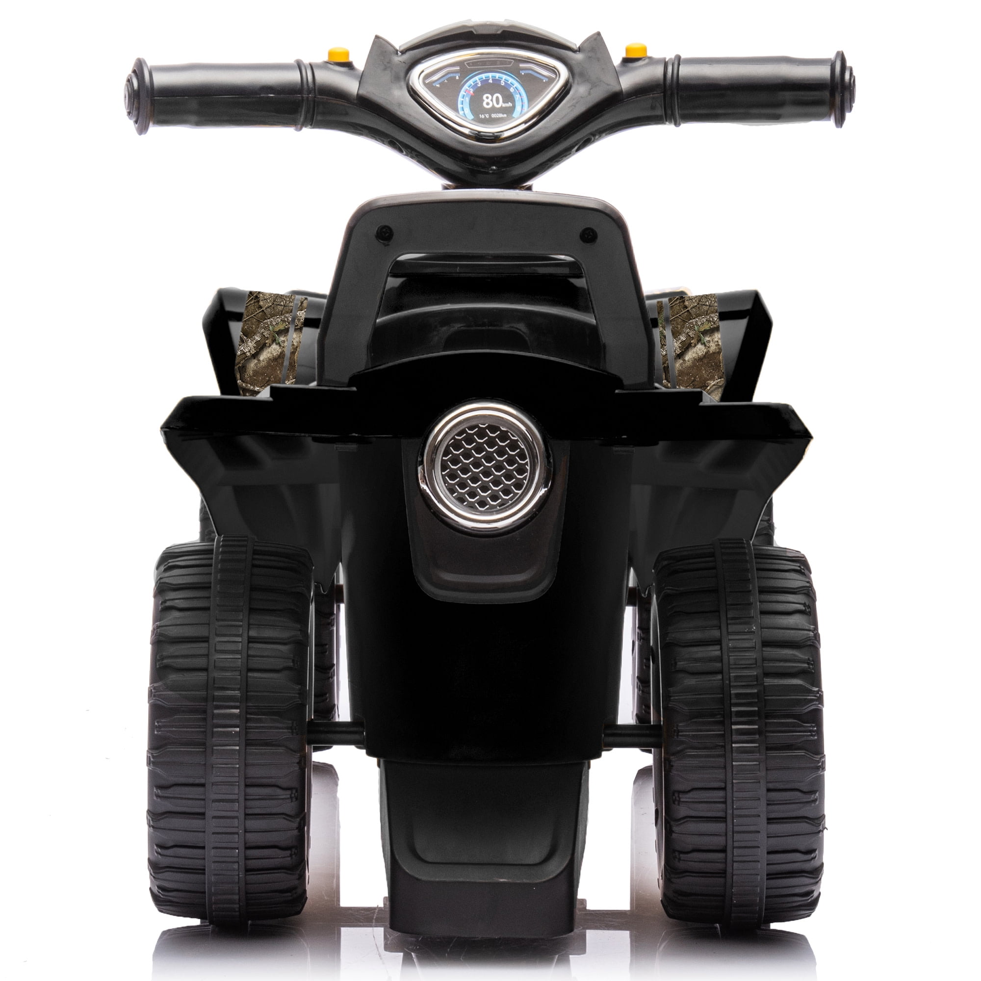 RealTree: Quad Push Car - Black - Foot-To-Floor Ride-On Toy, 4 Wheeled ATV Vehicle, Reastic Engine Sound, Walker Handle, Licensed, Toddlers-Kids 12mo+
