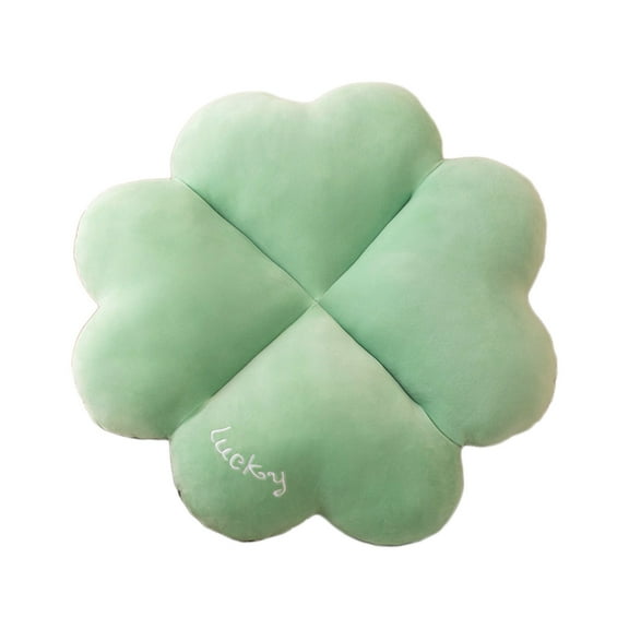 Qocolhg Four-Leaf Clover Throw Pillow Plush Seating Cushion Home Decoration for Bedroom Sofa Chair, Cute Room Decor for Girls, Teens, Tweens & Toddlers, Plush Pillow for Reading and Afternoon, Green