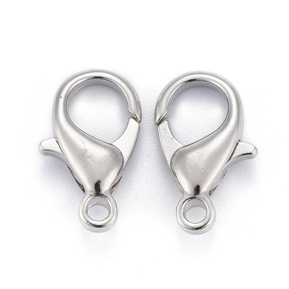 Zinc Alloy Lobster Claw Clasps Parrot Trigger Clasps Cadmium Free & Nickel Free & Lead Free Platinum 14x8mm Hole: 1.8mm