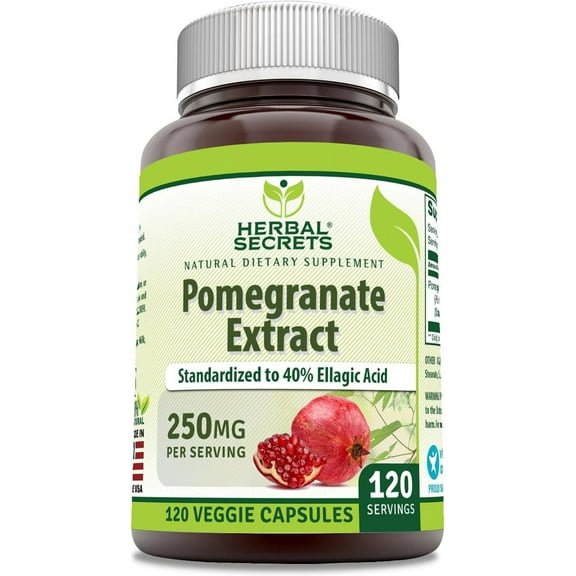 Herbal Secrets Pomegranate Extract 250 Mg 120 Veggie Capsules Supplement | Non-GMO | Gluten Free | Made in USA | Suitable for Vegetarian