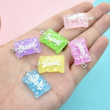 

MEIDELI 5Pcs Simulation Resin Candy Miniature Model DIY Earring Pendant Accessories