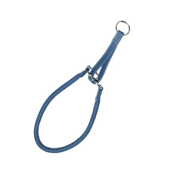 Dogline L1216-21 Round Leather Martingale Collar W1/3" - L16", Royal Blue