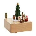 thumbnail image 3 of Adorno de caja de música navideña, caja musical de cuerda con melodía, temática navideña árbol de navidad verde, 3 of 9