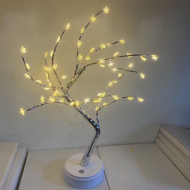 Luces navideñas led lámpara de alambre de cobre árbol de perlas luz interruptor táctil gypsophila luz de noche