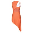 thumbnail image 4 of RUNQHUI Women's Lyrical Dance Costume Asymmetrical Skirted Leotard Modern Contemporary Dance Dress Orange M, 4 of 7