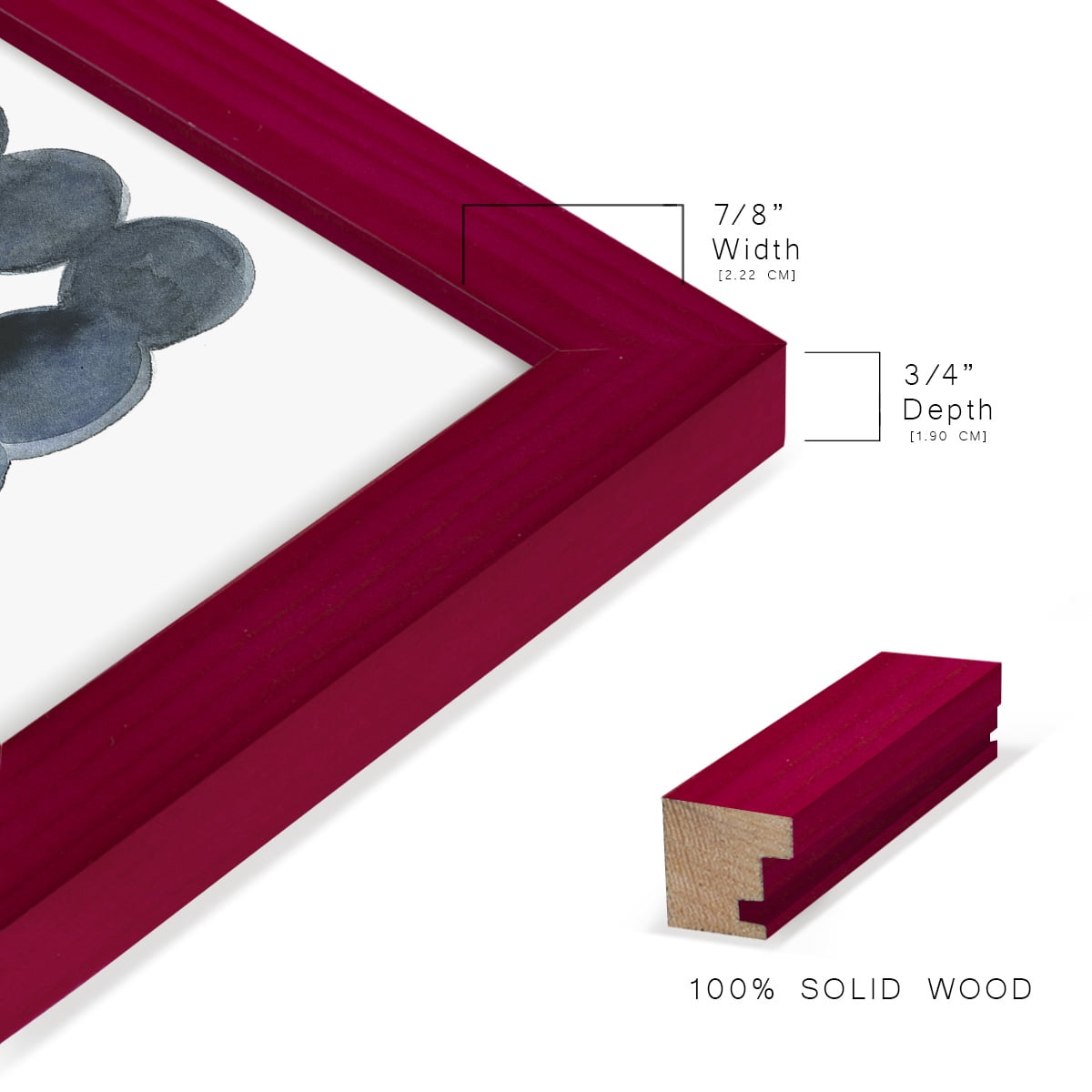Blue Grey Density I -Framed Print w/glass-Cherry Red