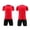 Red, variant on Solid Color Soccer Training Set Crew Neck Short Sleeve Top with Elastic Waist Shorts Quick Dry Breathable Comfortable Athletic Uniform,5-15Y