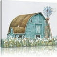 thumbnail image 5 of Turquoise Barn Canvas Wall Art: Handpainted Embellishment Rustic Teal Barn Bathroom Decor Old Barn Painting Framed for Farmhouse Ready to Hang (12"x16"), 5 of 6