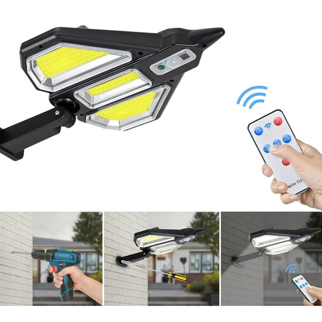 Luces solares exteriores con sensor de movimiento 116 LED | Luz solar de pared de seguridad IP65 impermeable 3 modos | 20W Plástico Blanco | Puerta principal del patio del jardín del jardín con