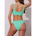 thumbnail image 3 of DARING DIVA Women's Lace Up Decoration Push Up Bikini Sets Medium Mint Green, 3 of 6