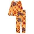thumbnail image 4 of Suhoaziia Women Pajama Sets Polyester 2-Pack Sleepwear Long Sleeve Daily Wear Multi-Saeson Pajamas Top and Pants Turkey Pumpkin Print Graphic Matching Set Outfits Size 6XL, 4 of 5
