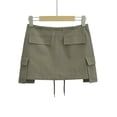 thumbnail image 4 of New Drawstring Black Green Slim Women's Skirt Feminine Sexy Women's Skirt Short Skirt-Green-M, 4 of 6