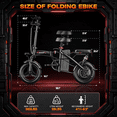 thumbnail image 6 of AZHAR Electric Bike for Adults, 500W Motor Folding Mountain Bike 14" , 20 Mph 30 Miles, 48V 15Ah Removable Battery, Class 2 UL 2849, 6 of 7