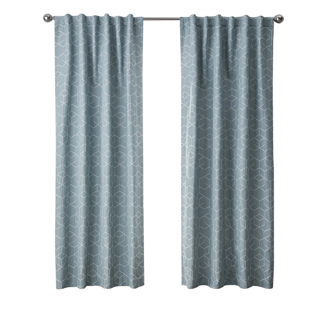 Better Homes & Gardens Blackout Textured Geometric Curtain Panel, 1 Panel, Aqua Slate, 50" W x 84" L