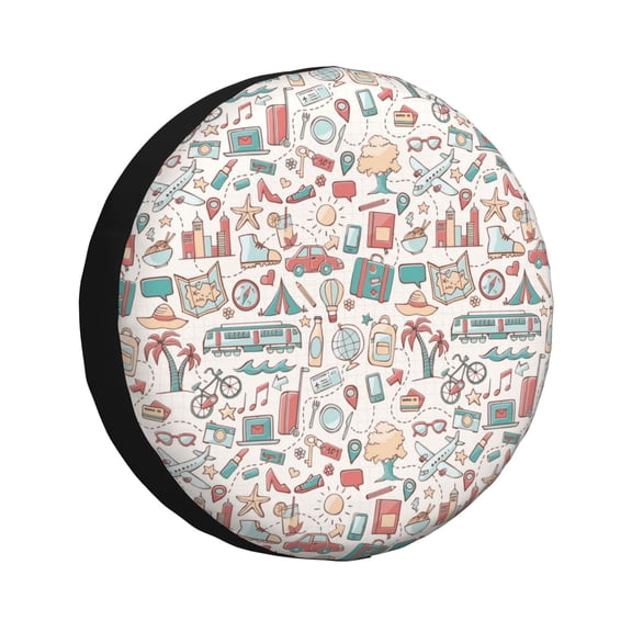 Rv Spare Tire Cover 14 inch - summer life A Tire Covers for Trailers, Adjustable Camper Spare Tire Cover