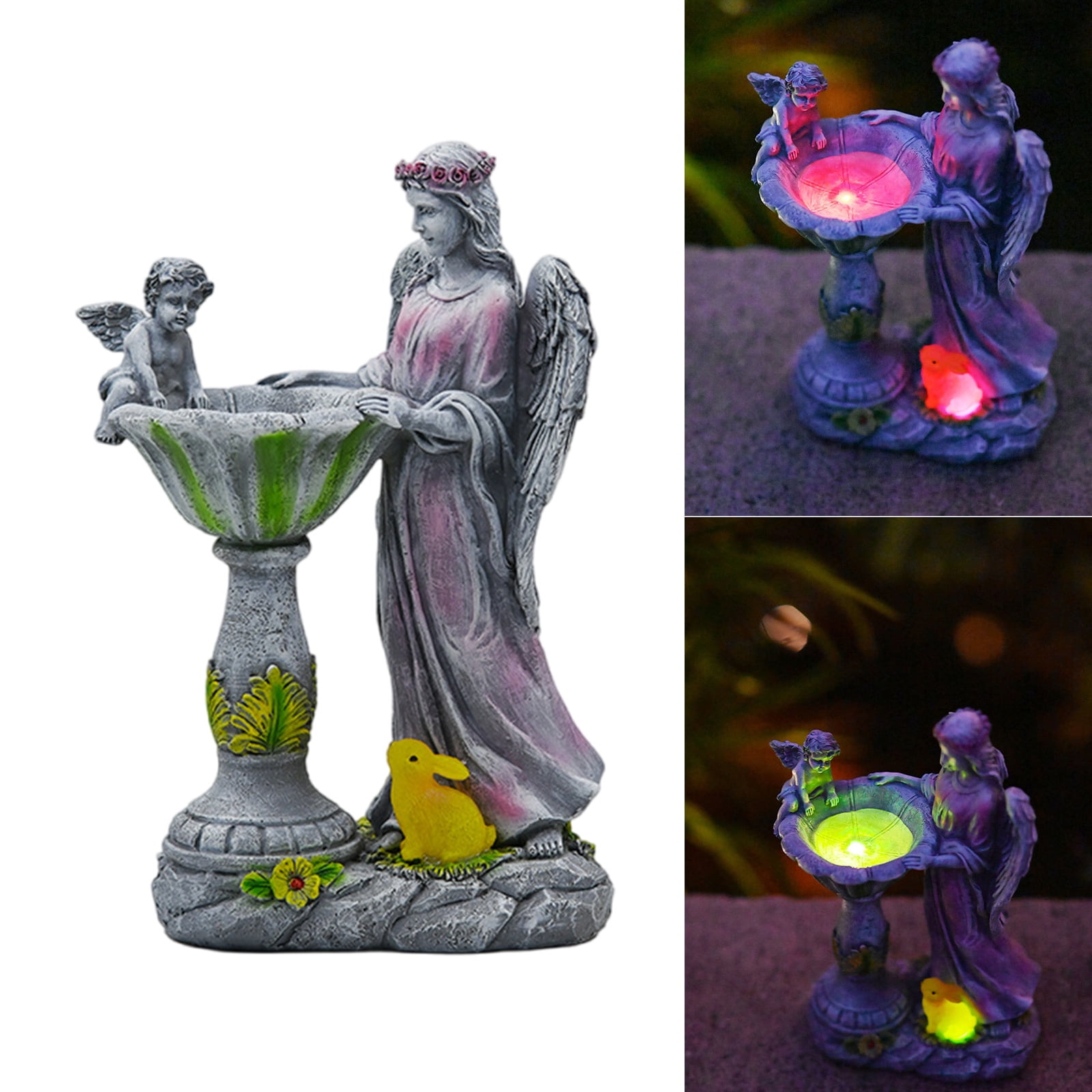 COOLHOOD Solar Resin Fountain Light up Ornament for Indoor and Outdoor Garden Decors Figure Ornament