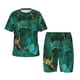 thumbnail image 1 of Balery Green Gold Glitter Conjunto de Pijama Infantil de Manga Corta con Estampado – Ropa de Dormir de Algodón Suave-Small, 1 of 6