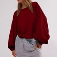 thumbnail image 4 of hxobax Womens Fall Oversized Sweatshirts Teen Girls Drop Shoulder Lantern Sleeve Crop Pullover Tops, 4 of 8