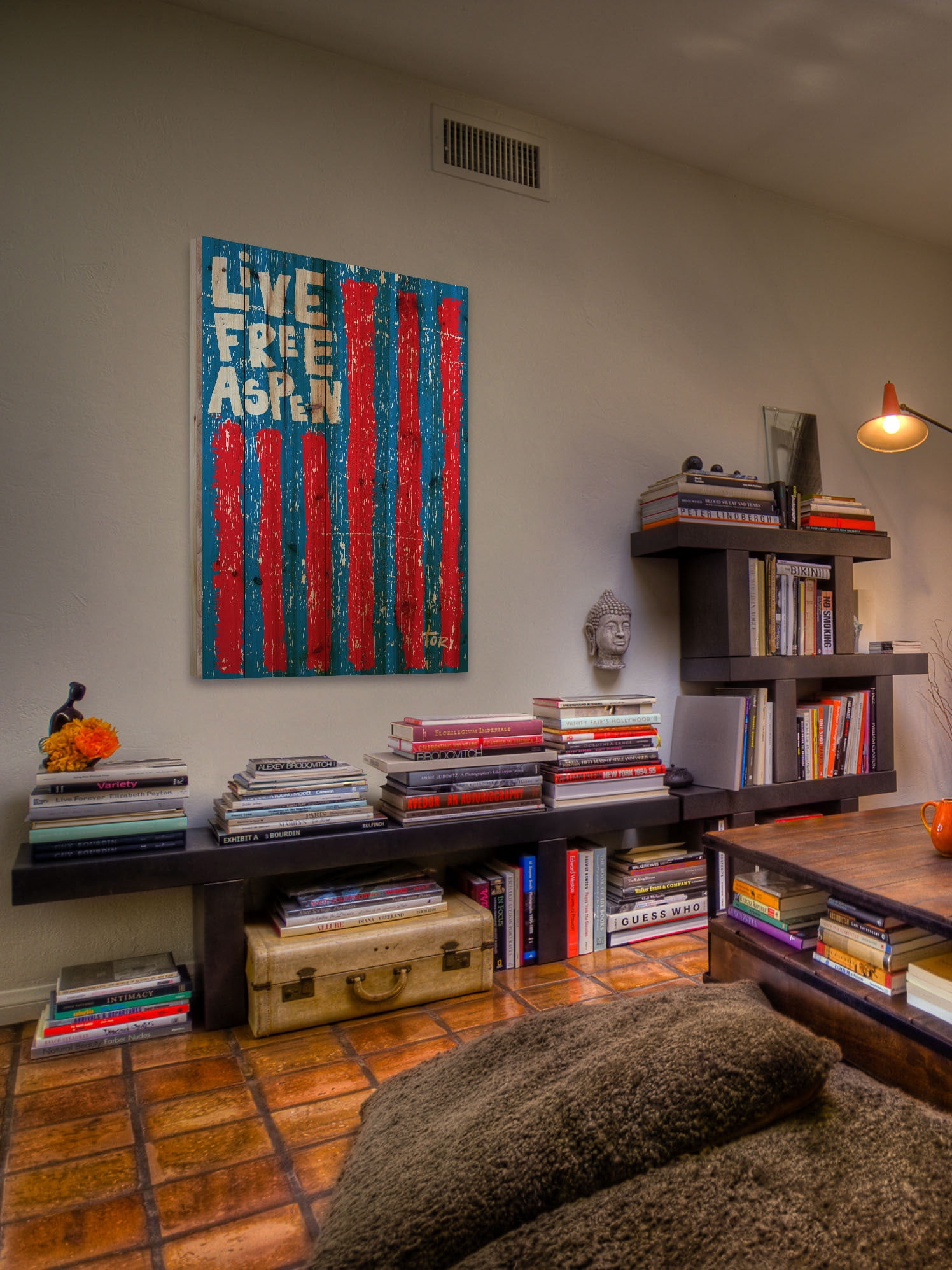 Marmont Hill "Live Free Vertical" by Tori Campisi Painting Print on Natural Pine Wood