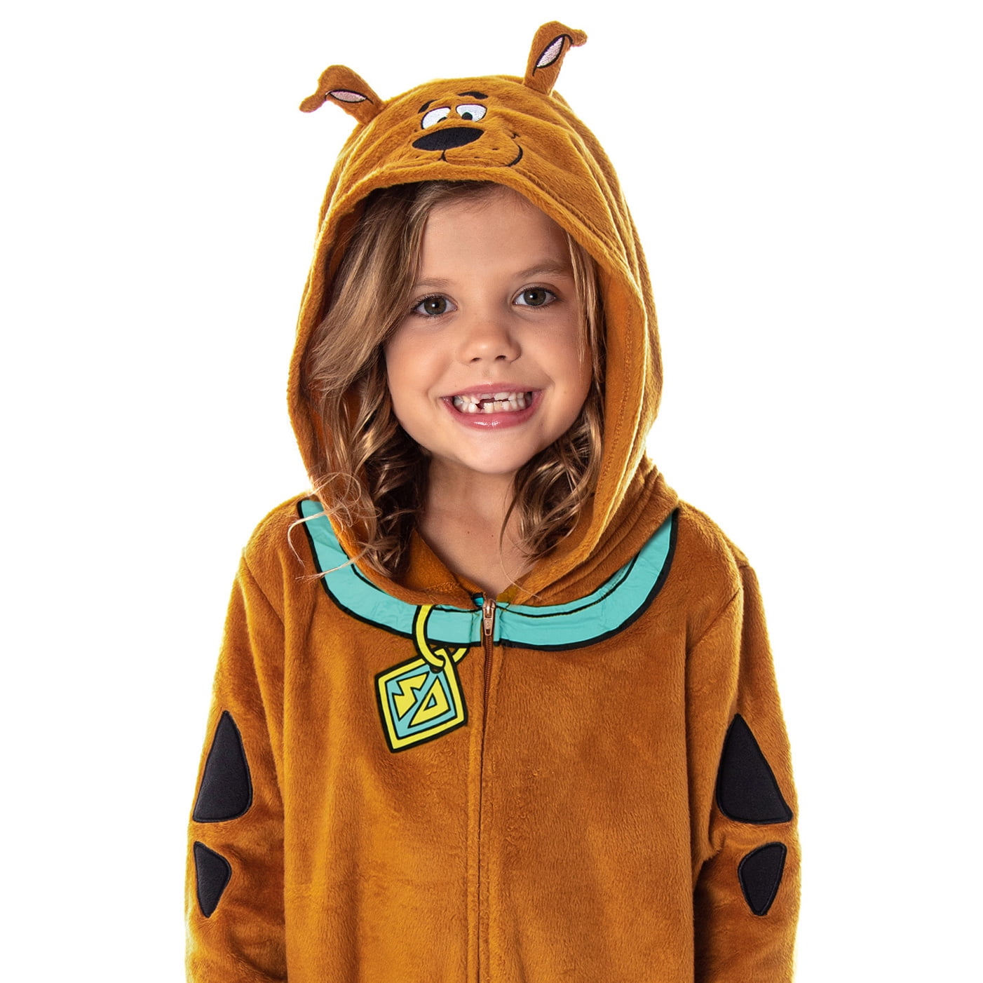 Scooby Doo Girls' Hooded Character Union Suit Lounge One-Piece Pajama Loungewear Sleepwear