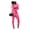 Pink, variant on Women Casual Solid Color Faux Leather Turn Down Collar Shirt Pants Two-piece Set