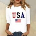 thumbnail image 3 of MANHUJI Women Shirts Women's Summer Round Neck Independence Day Usa Printed Loose Casual 3/4 Sleeve Top Short Sleeve Shirts for Women Tank Tops for Women Blouses for Women Dressy CasualRed, 3 of 4