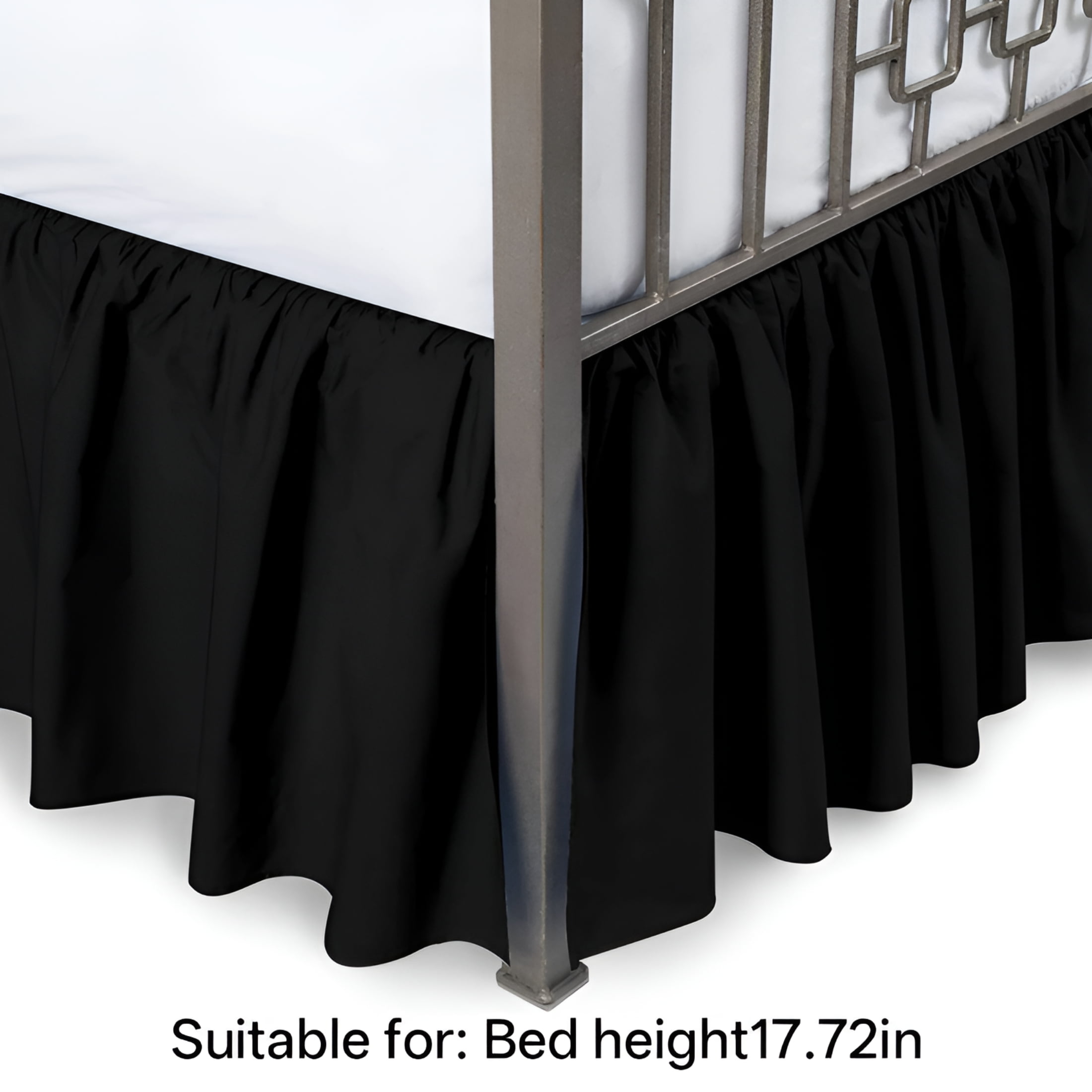 AUQ 100% Egyptian Cotton 800 Thread Count Dust Ruffle Bed Skirt, 18" Inch Drop Length Ruffle Bed Skirt, Queen Size (60" X 80") Inch, Black Solid