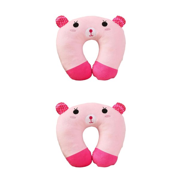 Yuarrent Almohadas para viajar, suaves y de apoyo, en forma de U para un viaje reparador, almohadas en forma de U para dormir, oso rosa, 26*30cm oso rosa 26*30cm 2Conjunto