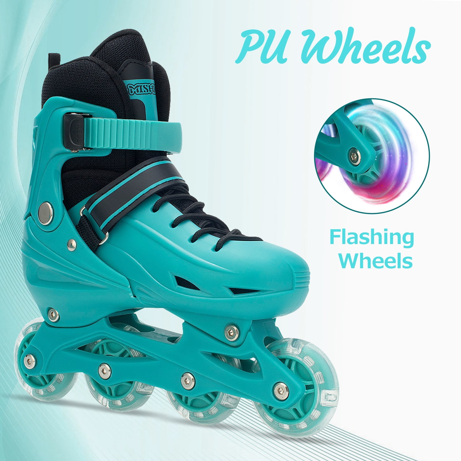 GIATUEE Adjustable Light up Kids Roller Skates for Boys Girls, Inline Skates with Bag, Pink(Medium)