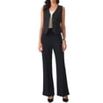 thumbnail image 2 of INSPIRE CHIC Women's Vest V Neck Sleeveless Button Down Striped Trendy Waistcoat Casual Outfits M Grey Black, 2 of 6