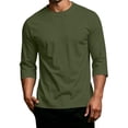 thumbnail image 6 of Trgacdwlo 3/4 Sleeve Shirts for Men Crew Neck Mens Baseball Shirts Summer Fall Big and Tall Plain Mens Shirts Casual Green M, 6 of 6