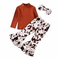 thumbnail image 2 of Ensemble 2 Pcs Saint-Valentin Hiver Filles Garçons Coton Col Rond Manches Longues Décontracté Imprimé Vache Pantalon Bandeau Ensemble 3 Pcs en Solde, 2 of 9