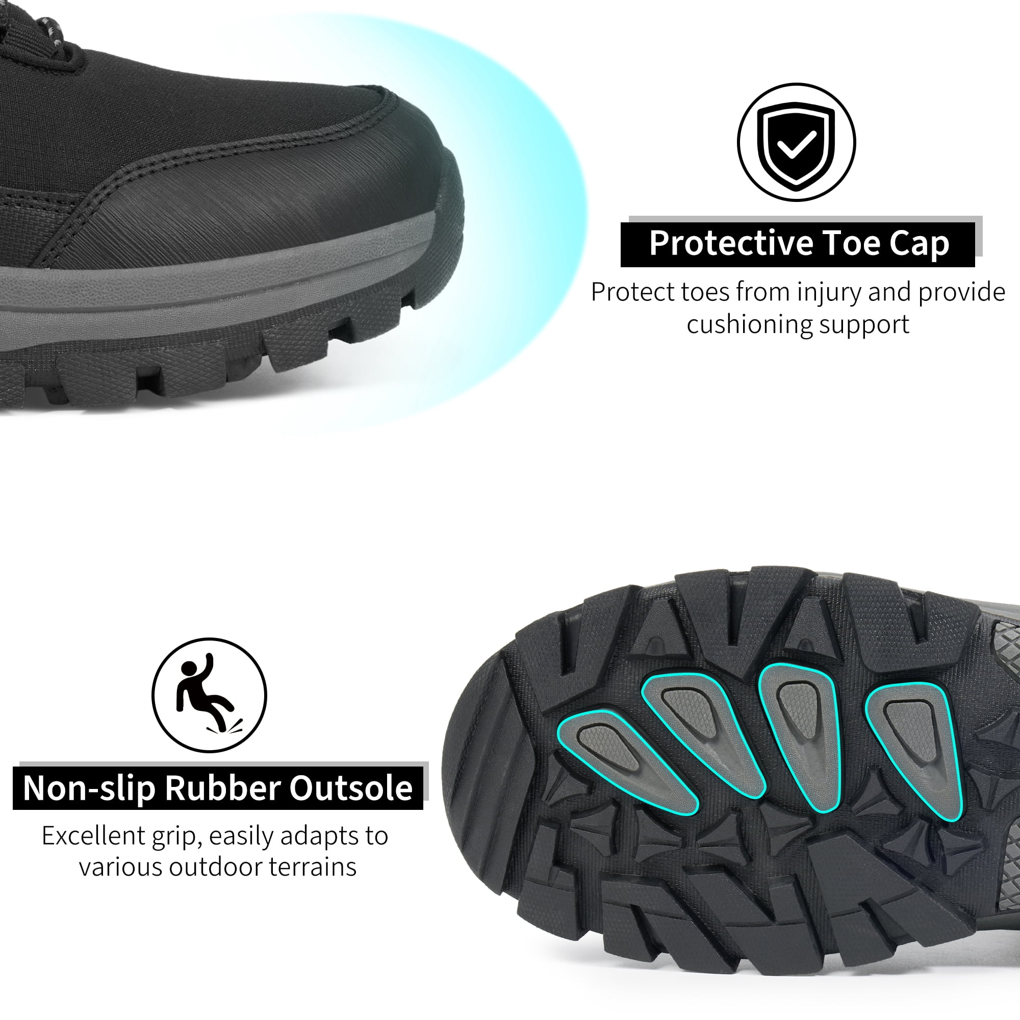 MeMoride Men's Waterproof Hiking Boots Breathable Non-Slip Outdoor Trekking Shoes for Camping & Hiking