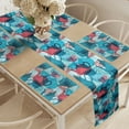 thumbnail image 2 of Ambesonne Tea Party Table Runner & Placemats, Crockery Silhouettes, Placemat 4 pcs + Runner 14"x90", Dark Coral Pale Blue, 2 of 2