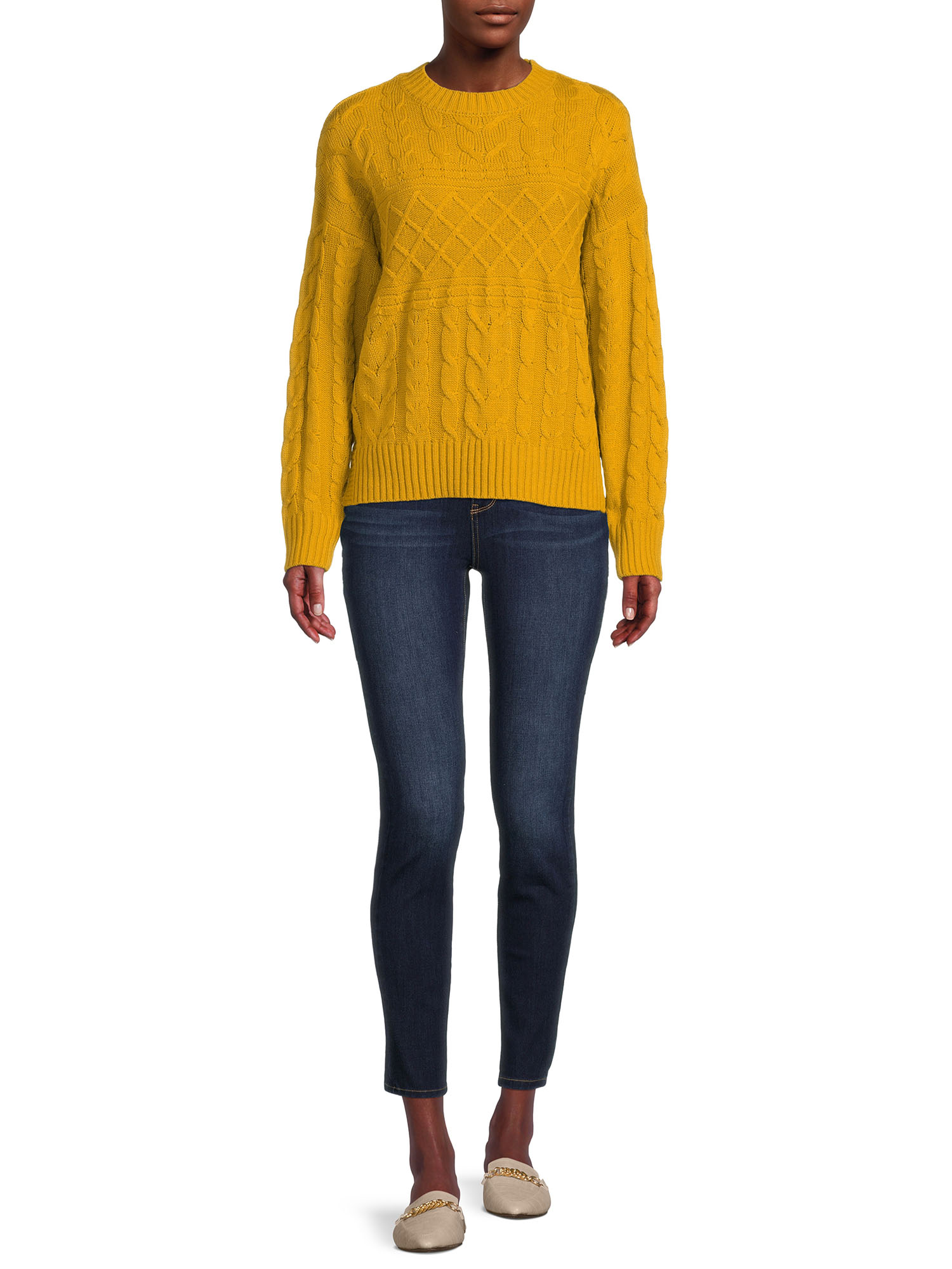 Time and Tru Women's Mixed Stitch Sweater - image 2 of 5