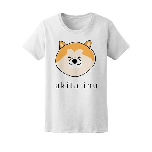 Cute Akita Inu Puppy Dog Cartoon T-Shirt Women -Image by Shutterstock, Female Large