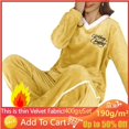 thumbnail image 2 of Conjuntos de Pijamas de franela para Mujer, estampado a cuadros de terciopelo con ropa de dormir, Kawaii, para el hogar, Otoño e Invierno, 2 of 4