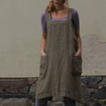thumbnail image 3 of 2026 Cotton Linen Apron Cross Back Apron for Women with Big Pockets Square Pinafore Dress for Baking Cooking,Light Gray XXL, 3 of 7