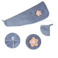 thumbnail image 3 of 1 Pc Women Soft Side Flowers Hair Towel for Bathroom Vacation Travel Blue Coral Velvet, 3 of 3