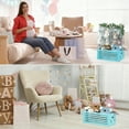thumbnail image 5 of BambooHomie Baby Shower Crate Closet, Baby Baskets Box with Hangers Handle for Newborn, Welcome Pregnancy Gift Basket for New Parents (Blue, Large Size), 5 of 7