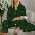 thumbnail image 6 of Disketp Emerald Green Sparkling Pajamas Set Long Sleeve Sleepwear Womens Button Down Nightwear Pj Sets-{designName}-X-Large, 6 of 7