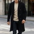 thumbnail image 2 of Mens Trench Coat Slim Fit Double Long Peacoat Color: Black Size: M, 2 of 9