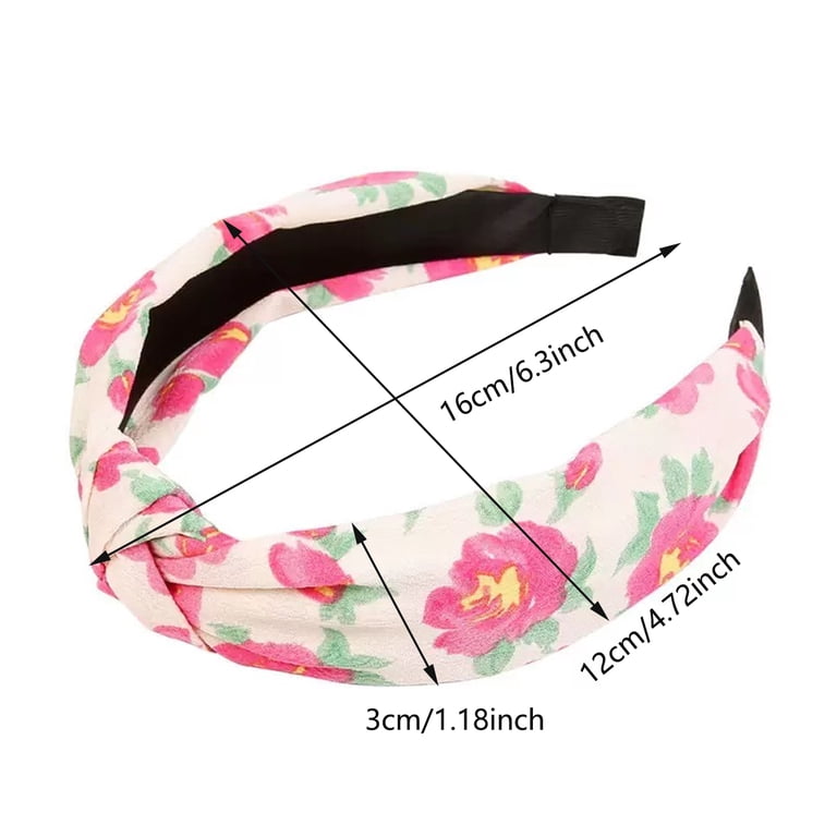 Huachi Floral Knotted Stretchy Headbands, 4-Pack, Hot Pink 
