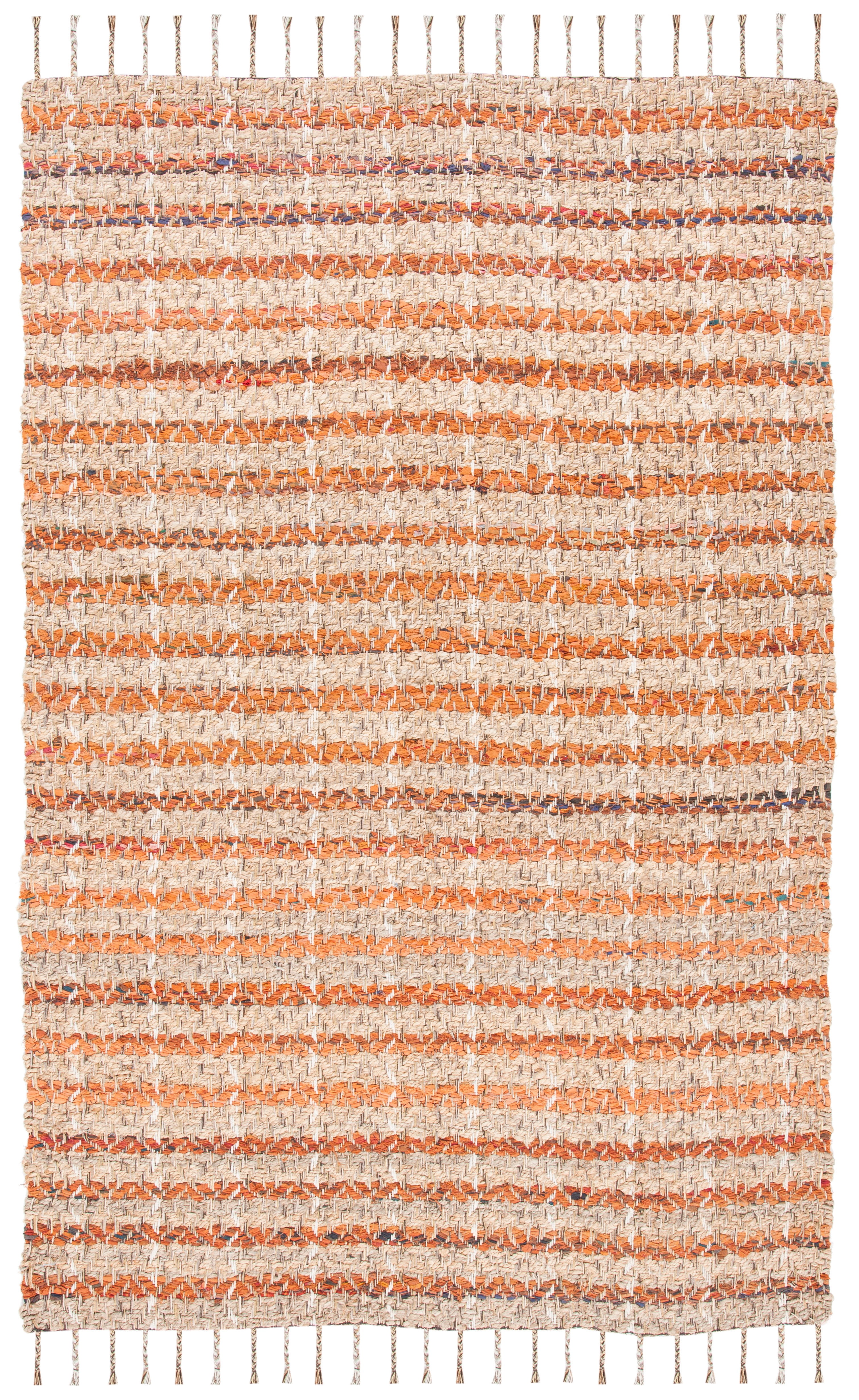 SAFAVIEH Cape Cod Valery Striped Area Rug, Orange/Natural, 8' x 10'