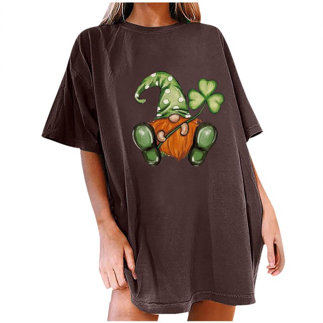 QIPOPIQ Chemises à Manches Courtes pour Femmes Col Rond T-Shirts de la Saint-Patrick Chemise Verte Trèfle Tunique T-Shirt de la Saint-Patrick Hauts Surdimensionnés T-Shirts de Vacances T-Shirts Graphiques Offres