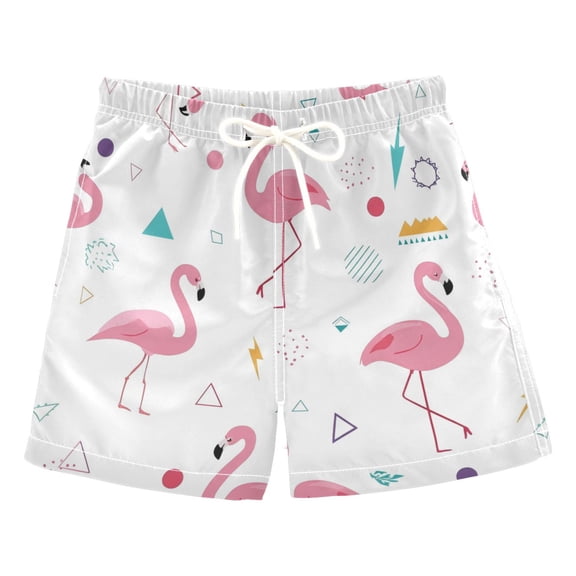 Kids' Beach Pants Comfortable Swim Trunks Cute Flamingo Pattern Shorts for Pool Vacation and Lounge Wear 2T