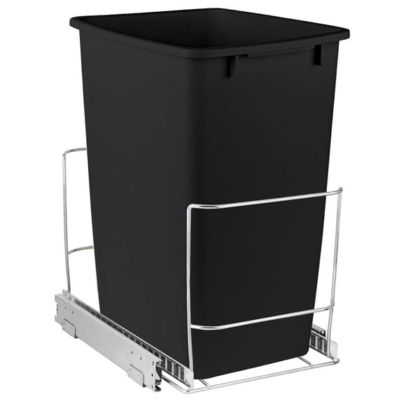 HOLDN’ STORAGE Pull Out Trash Can Under Cabinet, 7 Gallons Trash Can Included - Heavy Duty, Lifetime Limited Warranty - Install Length or Widthwise - 11.5" W Cabinet Opening Required - Chrome Finish